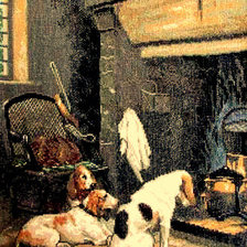 Схема вышивки «собка у камина»