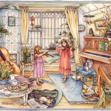 Схема вышивки «музыцирование»