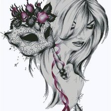 Схема вышивки «девушка с маской-2»