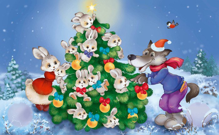 зайчата - зайчата, зима, новый год, сказка - оригинал