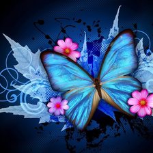 Схема вышивки «бабочка и цветы»