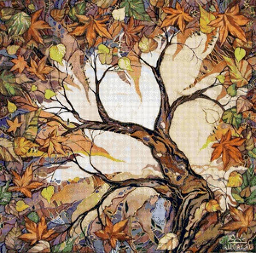 осеннее панно - клен, осень, панно, подушка - предпросмотр