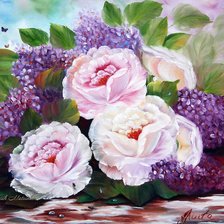 Схема вышивки «пионы и сирень»