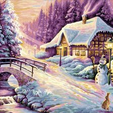 Схема вышивки «Зимний домик»