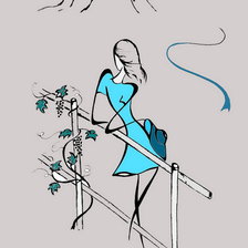 девушка у забора