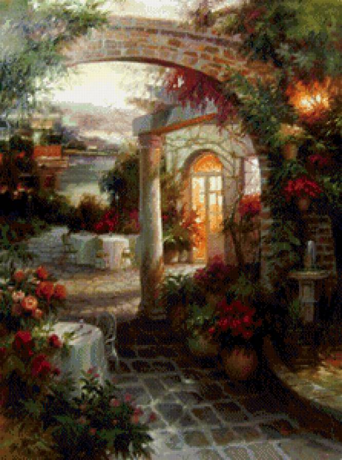 уютный дворик - жара, дворик, юг, лето, море, уют - предпросмотр