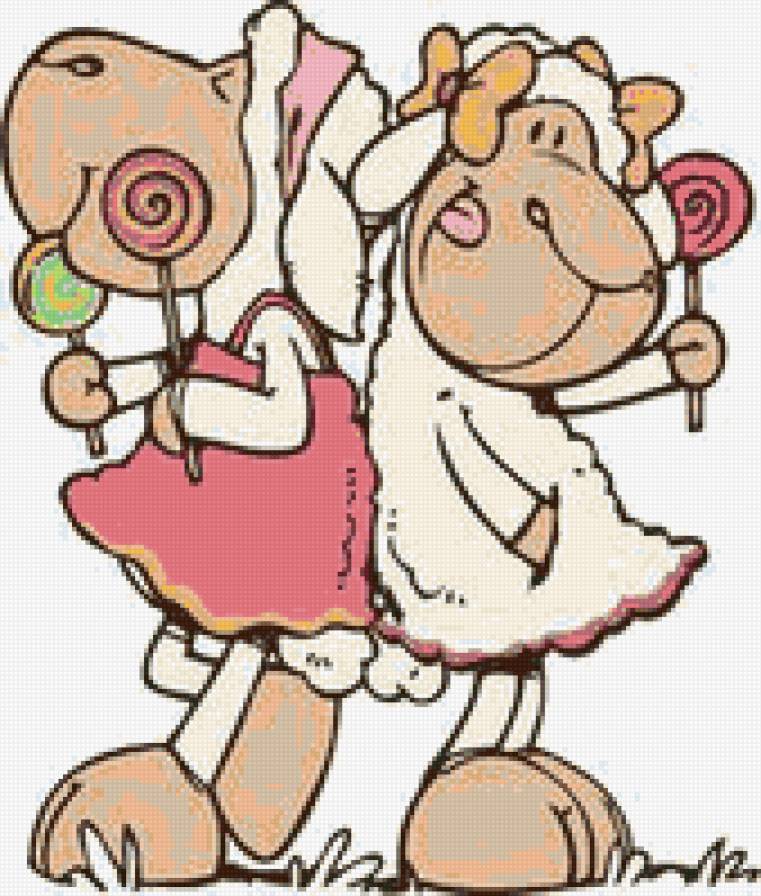 подружки - барашки, животные - предпросмотр