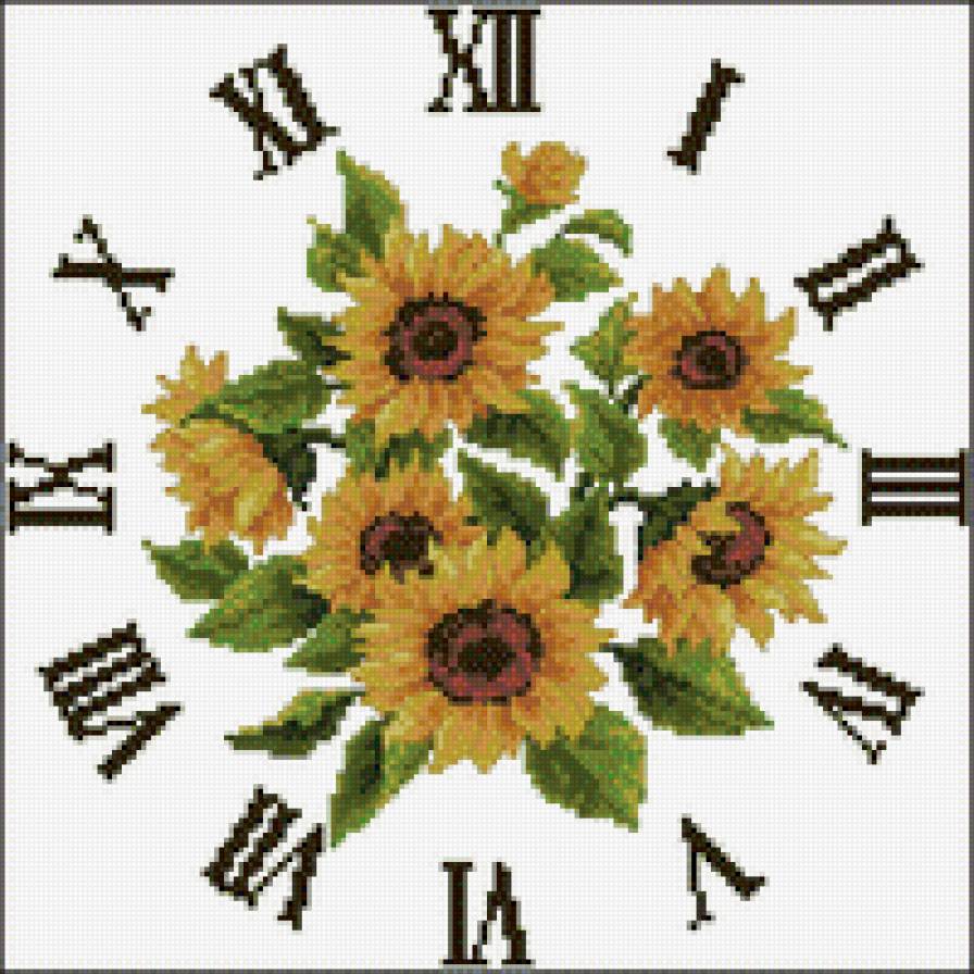 Часы "Подсолнухи" - часы, подсолнух - предпросмотр