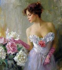 Схема вышивки «девушка с цветами»