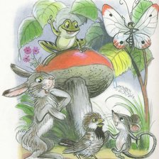 Схема вышивки «Под грибом. В.Сутеев.»