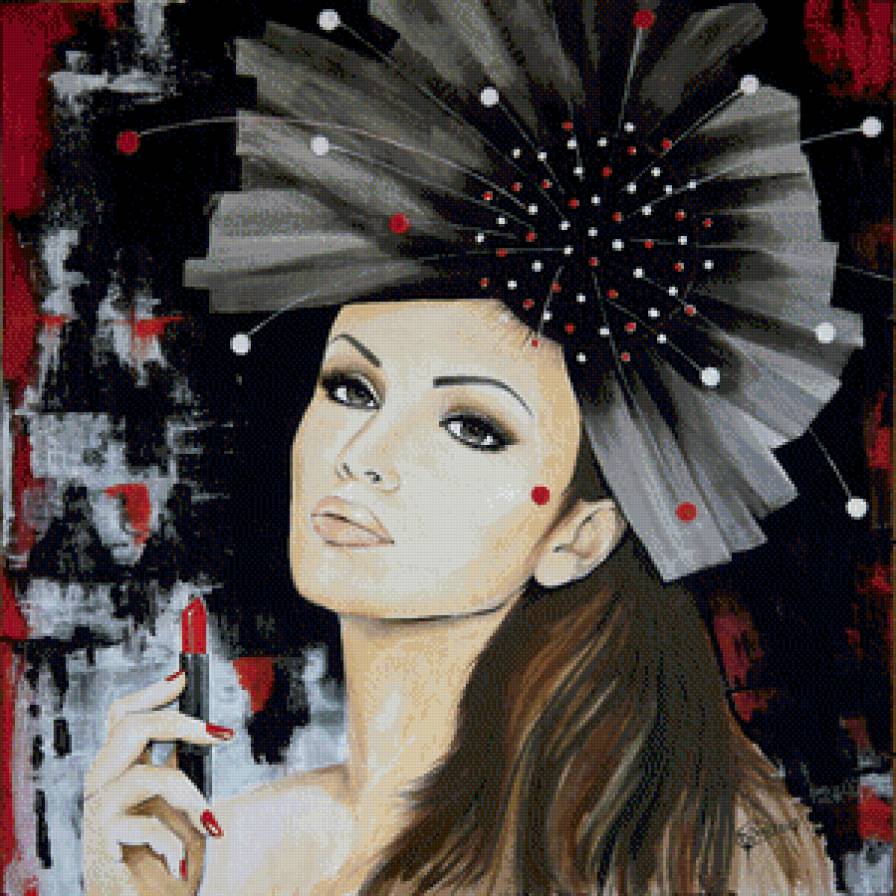 девушка с помадой - девушка, портрет - предпросмотр