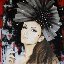 Схема вышивки «девушка с помадой»