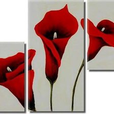 Схема вышивки «триптих красные каллы»