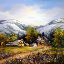 Схема вышивки «домик в горах»