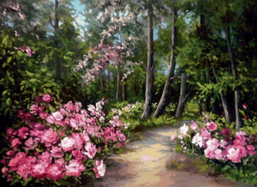 пионы цветут - живопись, природа, цветы, весна, пейзаж, пионы - предпросмотр