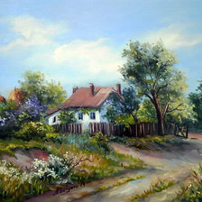 Схема вышивки «деревенский домик»