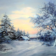 Схема вышивки «зимний пейзаж»