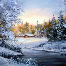 Схема вышивки «зимний пейзаж»