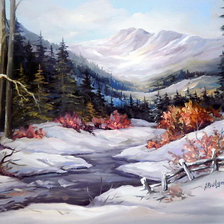 Схема вышивки «зима в горах»