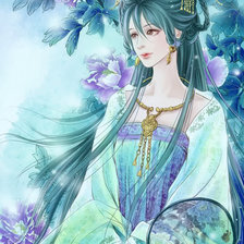 Схема вышивки «девушка с веером»