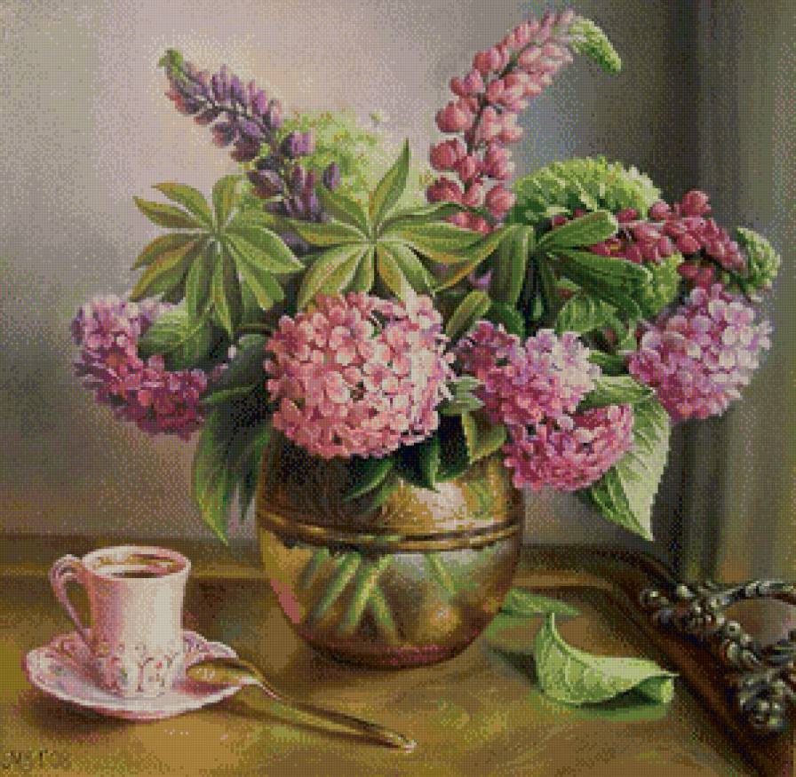 серия "букеты" - букеты.цветы.чай.чашка - предпросмотр