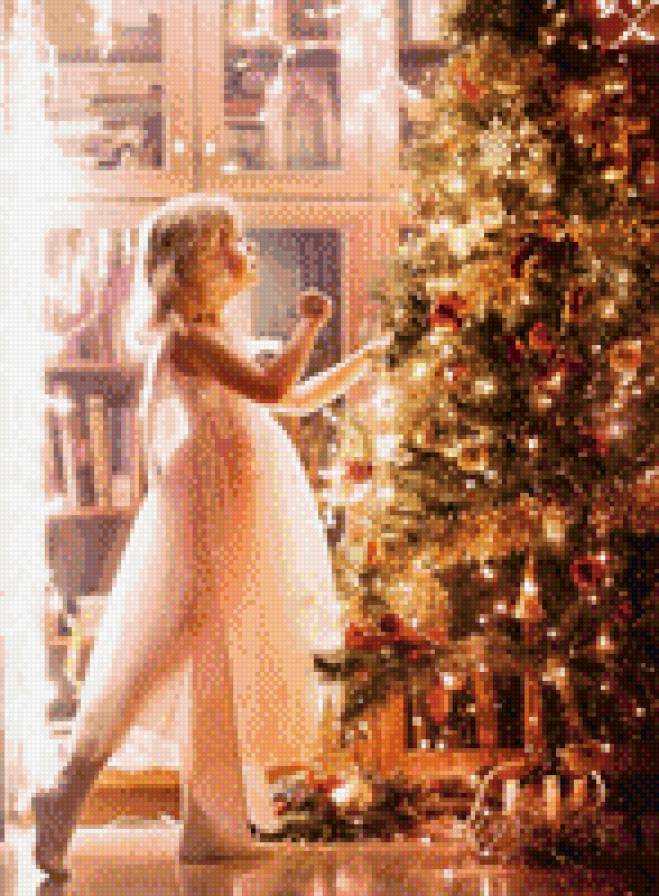 №819563 - портрет, дети, новый год, девочка, елка - предпросмотр