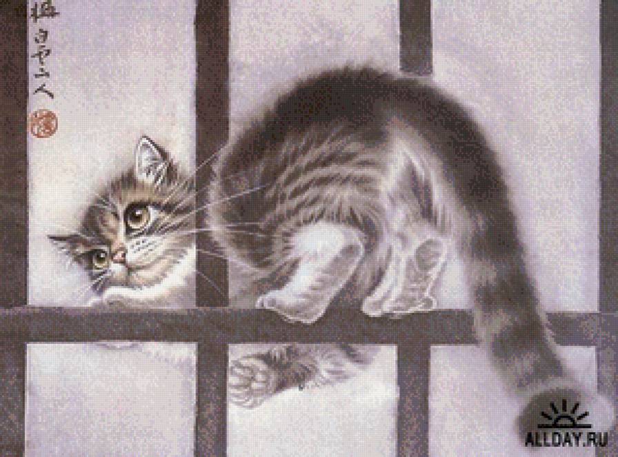 взобрался - котики, коты, кот - предпросмотр