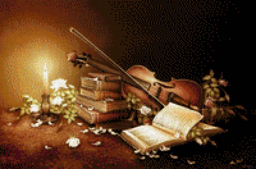 violin - flowers - предпросмотр