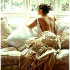 Схема вышивки «женщина в окне»