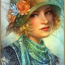 Схема вышивки «Женщина в шляпе»