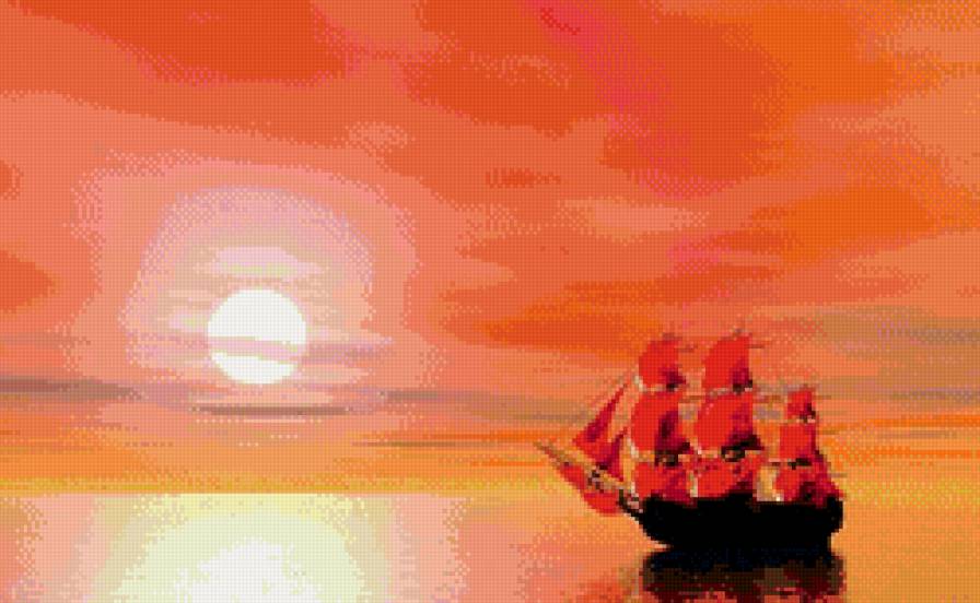 Алые паруса - вышивка крестиком. - предпросмотр