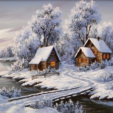 Схема вышивки «деревенский пейзаж»