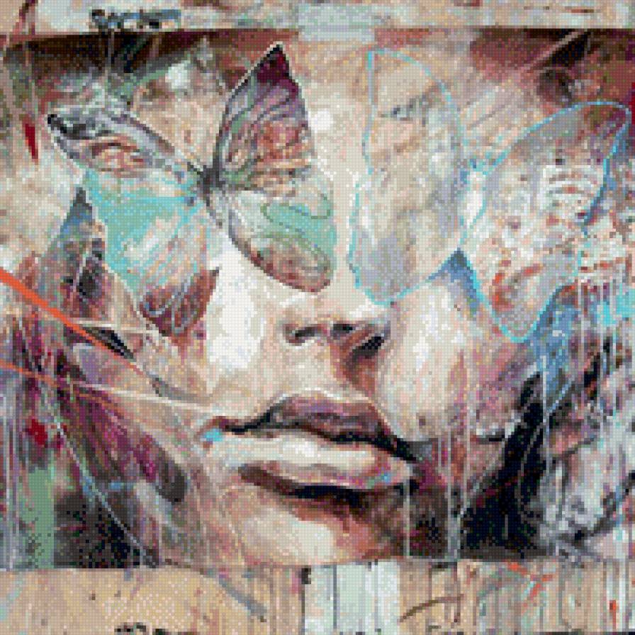 Девушка - бабочки, девушка, лицо - предпросмотр