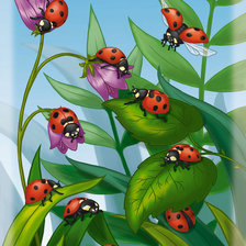 Схема вышивки «колокольчики божьи коровки»