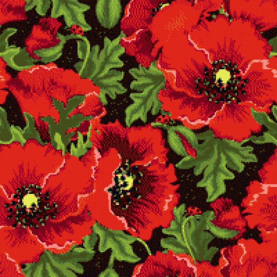 подушка маки - маки божьи коровки подушка - предпросмотр