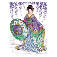 Схема вышивки «гейша в голубом»