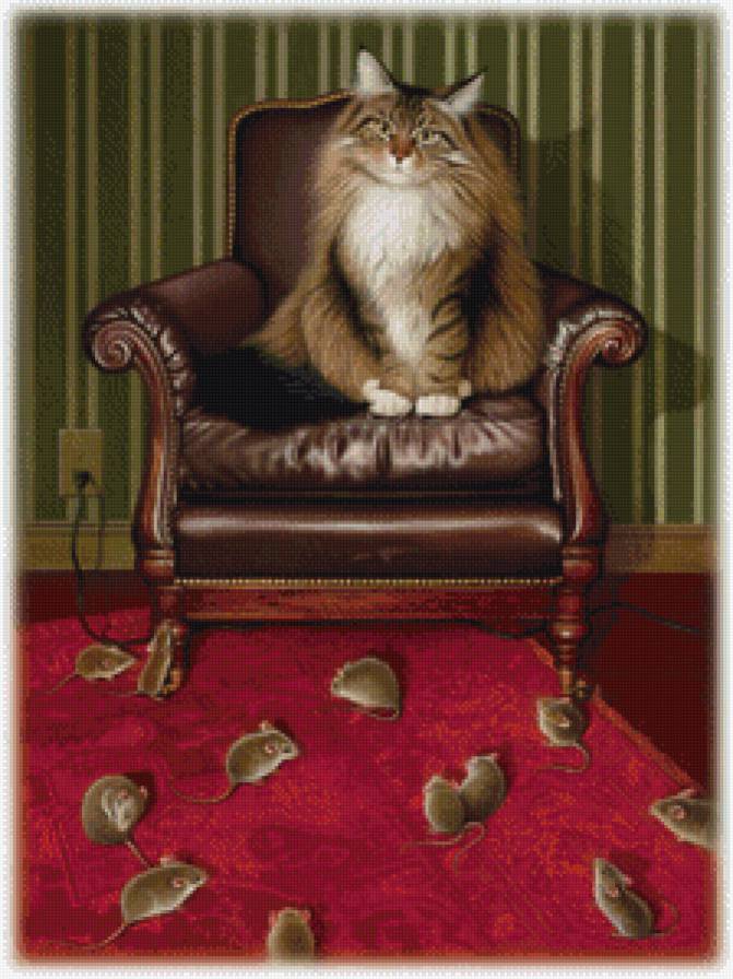 боязливый котик - котики, кот, коты, мыши - предпросмотр