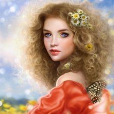 Схема вышивки «hada con margaritas en el pelo»