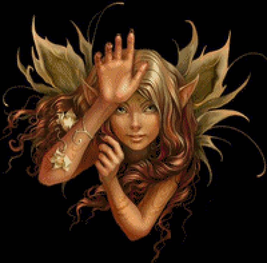 hada dorada en fondo negro - предпросмотр