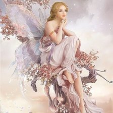 Схема вышивки «hada rosa en rama de almendro»