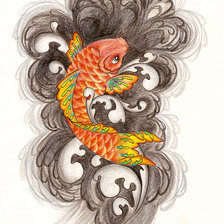 Схема вышивки «японский карп»