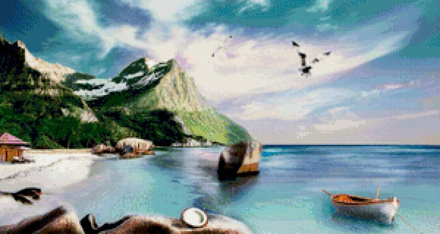 морской пейзаж - волны, море, пейзаж, живопись, скалы, берег, прибой, отдых - предпросмотр