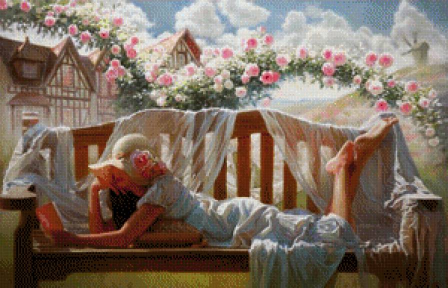 leyendo en el escaño - предпросмотр