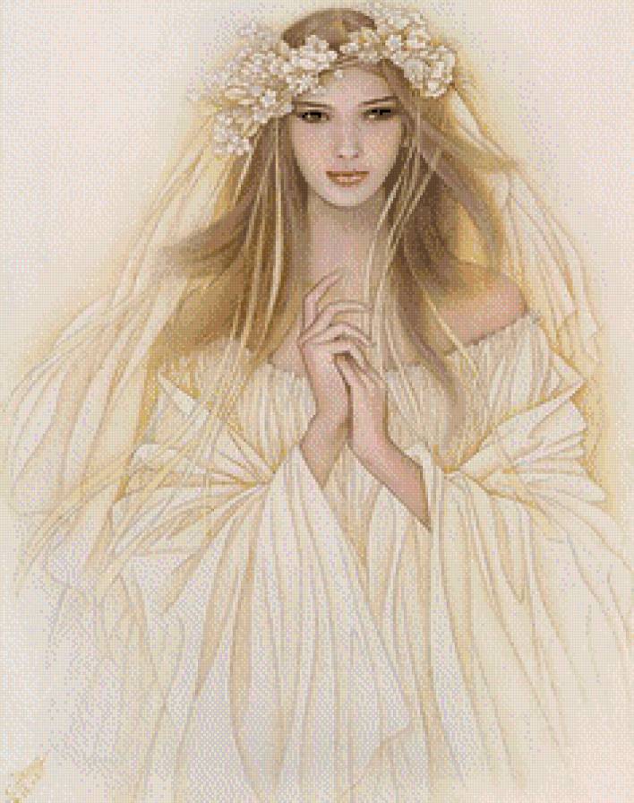 mujer con corona de flores - предпросмотр