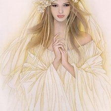 mujer con corona de flores