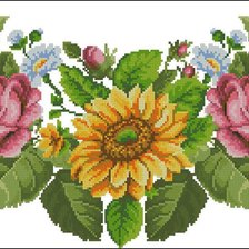 Схема вышивки «роза с соняхом»