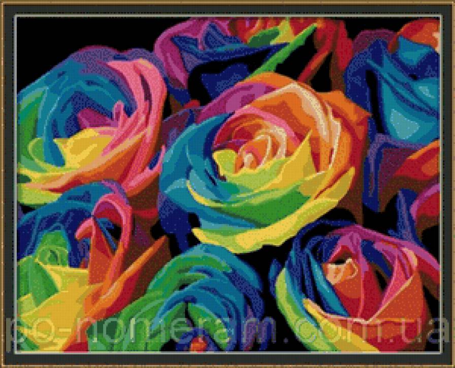 радужные цветы - цветы, розы - предпросмотр