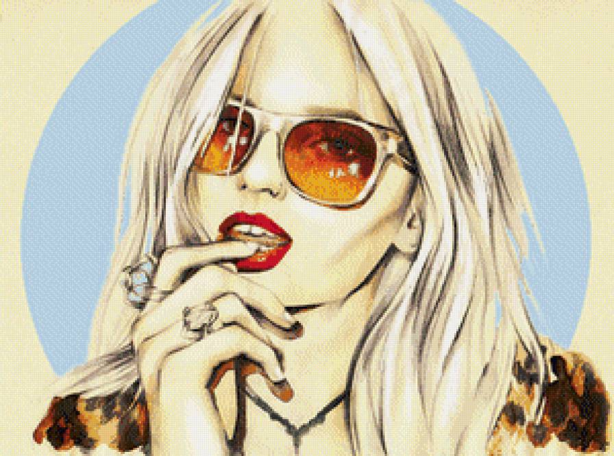 портрет девушки - красота, мода, женщина, очки, портрет, девушка, графика - предпросмотр