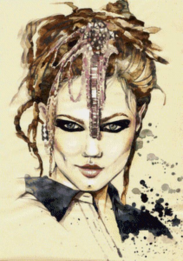 портрет девушки - женщина, красота, девушка, мода, графика, портрет - предпросмотр