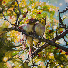 Схема вышивки «две птички на ветке»